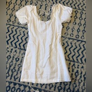 White Puff Sleeve beyond words Mini Dress